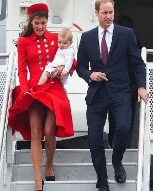 The Duke and Duchess of Cambridge and Prince George arrive in Wellington